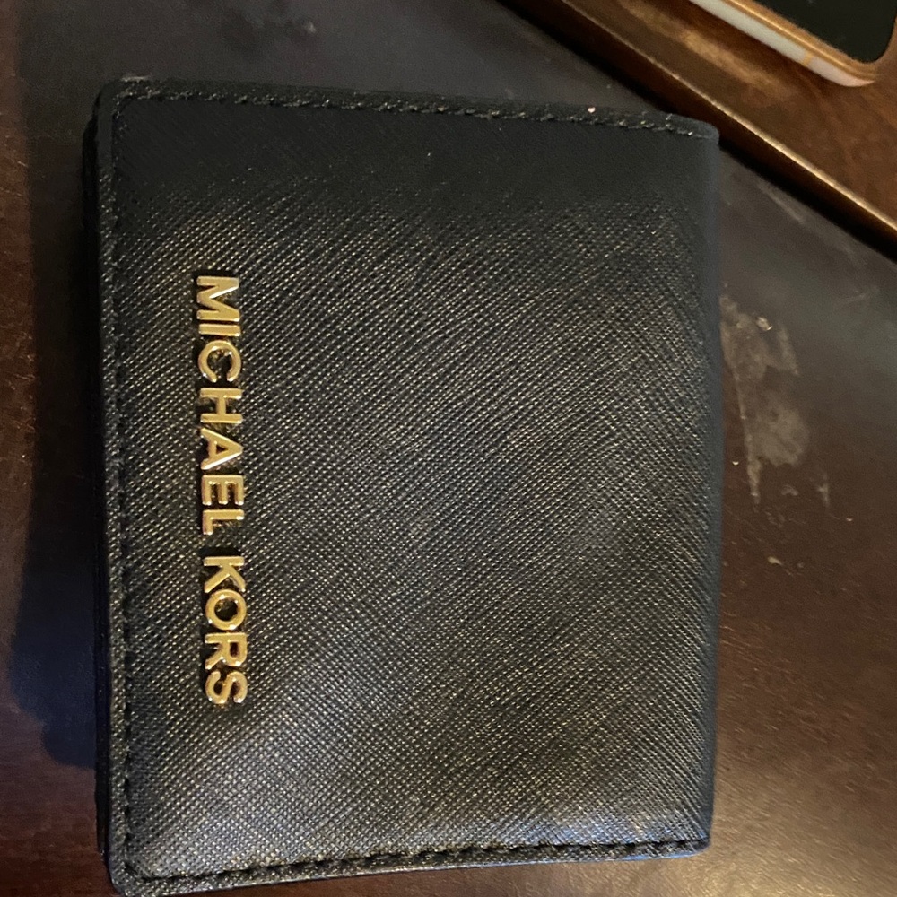 Michael Kors Black Card Holder with Gold Logo